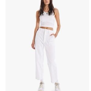 MOTHER The Patch Pocket Private Ankle Jeans Fairest of Them All White 25